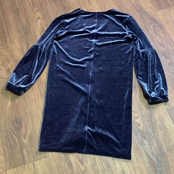 Madewell‎ blue velvet dress. Balloon sleeve babydoll dress. Work party - Picture 6 of 7